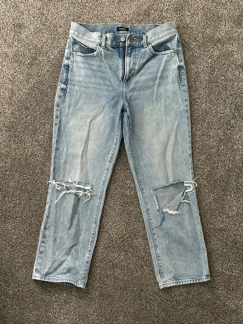 Express Light Blue Distressed Boyfriend Jeans